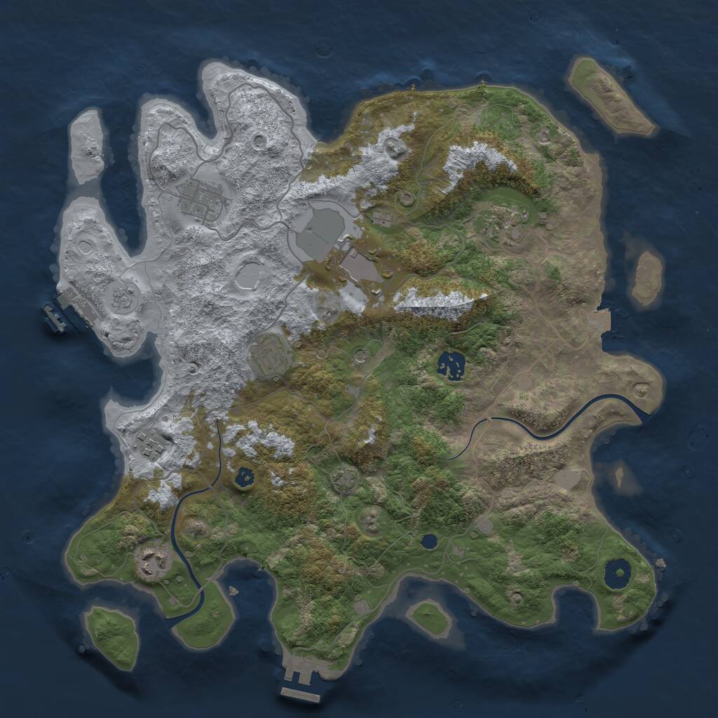 Rust Map: Procedural Map, Size: 3700, Seed: 2025581317, 13 Monuments