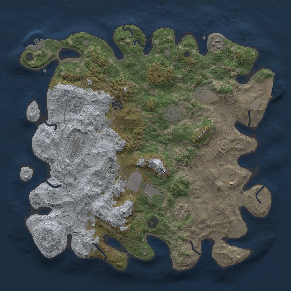 Rust Map: Procedural Map, Size: 4000, Seed: 75543, 18 Monuments