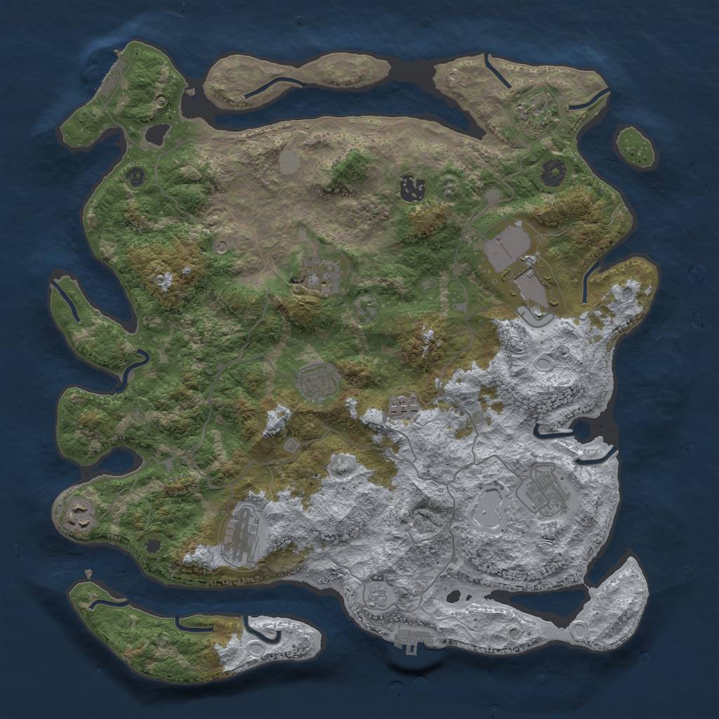 Rust Map: Procedural Map, Size: 4000, Seed: 162636, 18 Monuments