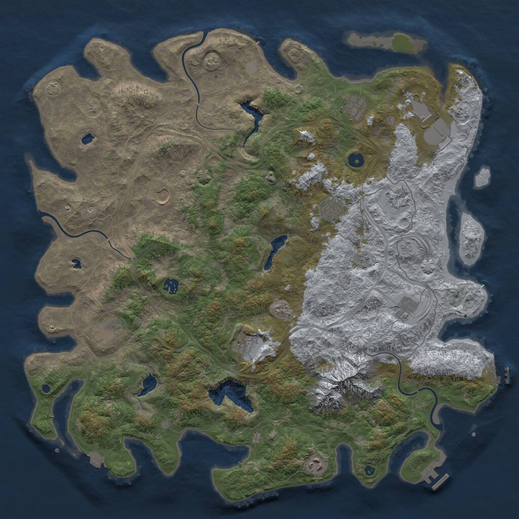 Rust Map: Procedural Map, Size: 5000, Seed: 37824, 17 Monuments