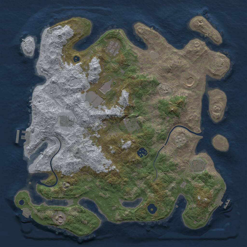 Rust Map: Procedural Map, Size: 3850, Seed: 2046757093, 15 Monuments