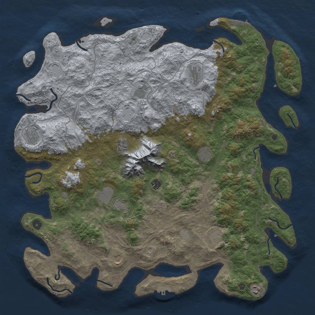 Rust Map: Procedural Map, Size: 5000, Seed: 500628761, 20 Monuments