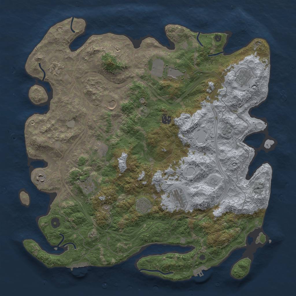 Rust Map: Procedural Map, Size: 4500, Seed: 1921563601, 20 Monuments