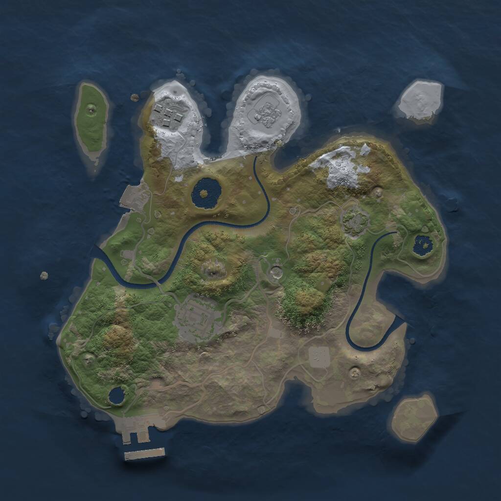Rust Map: Procedural Map, Size: 2500, Seed: 362150968, 7 Monuments