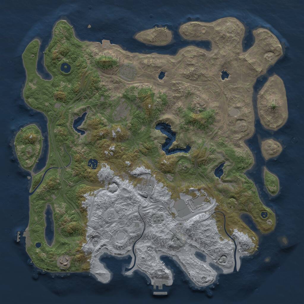 Rust Map: Procedural Map, Size: 4500, Seed: 616836220, 14 Monuments