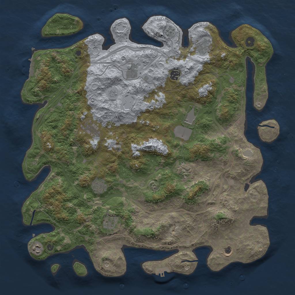 Rust Map: Procedural Map, Size: 4500, Seed: 1827579680, 20 Monuments