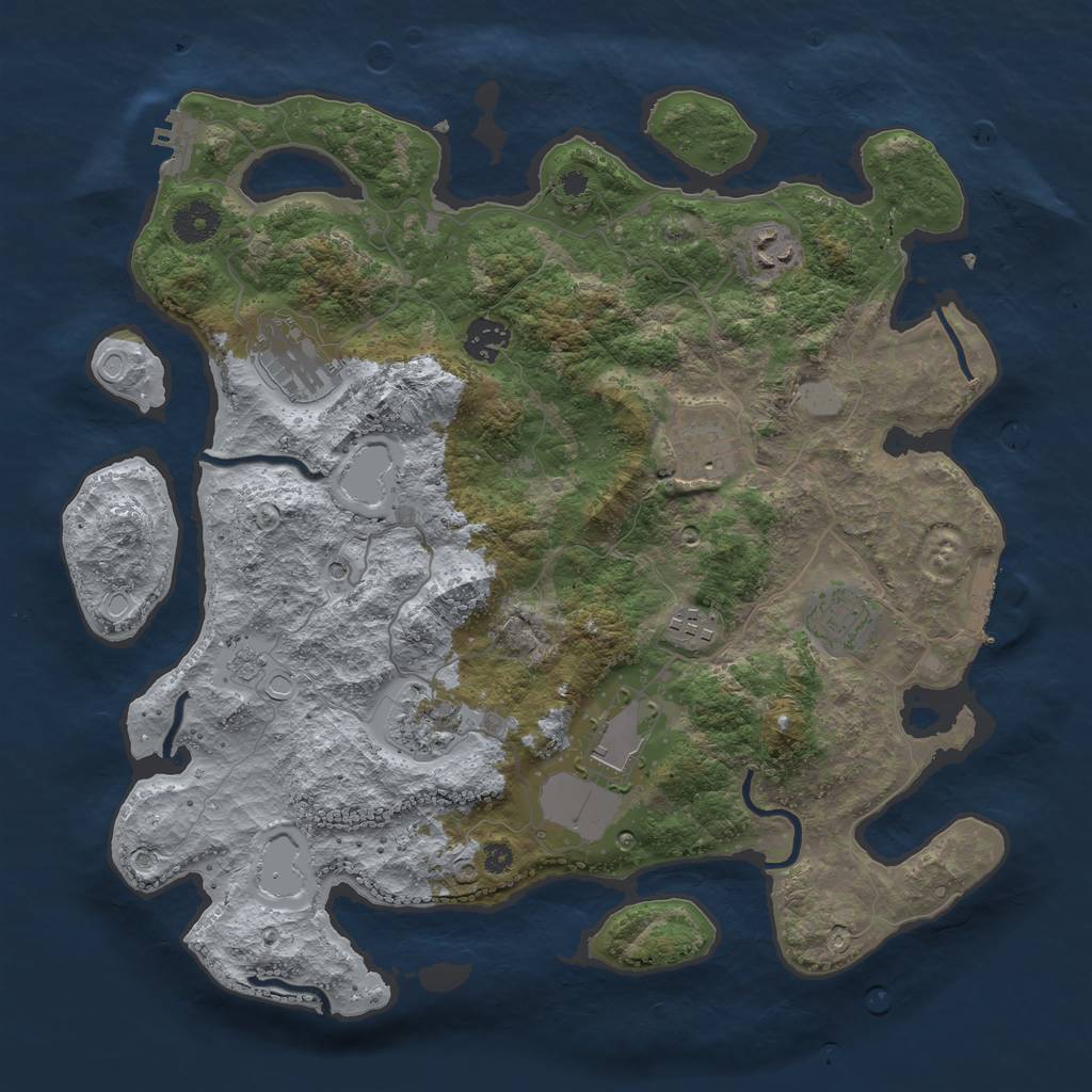 Rust Map: Procedural Map, Size: 3700, Seed: 936057336, 17 Monuments