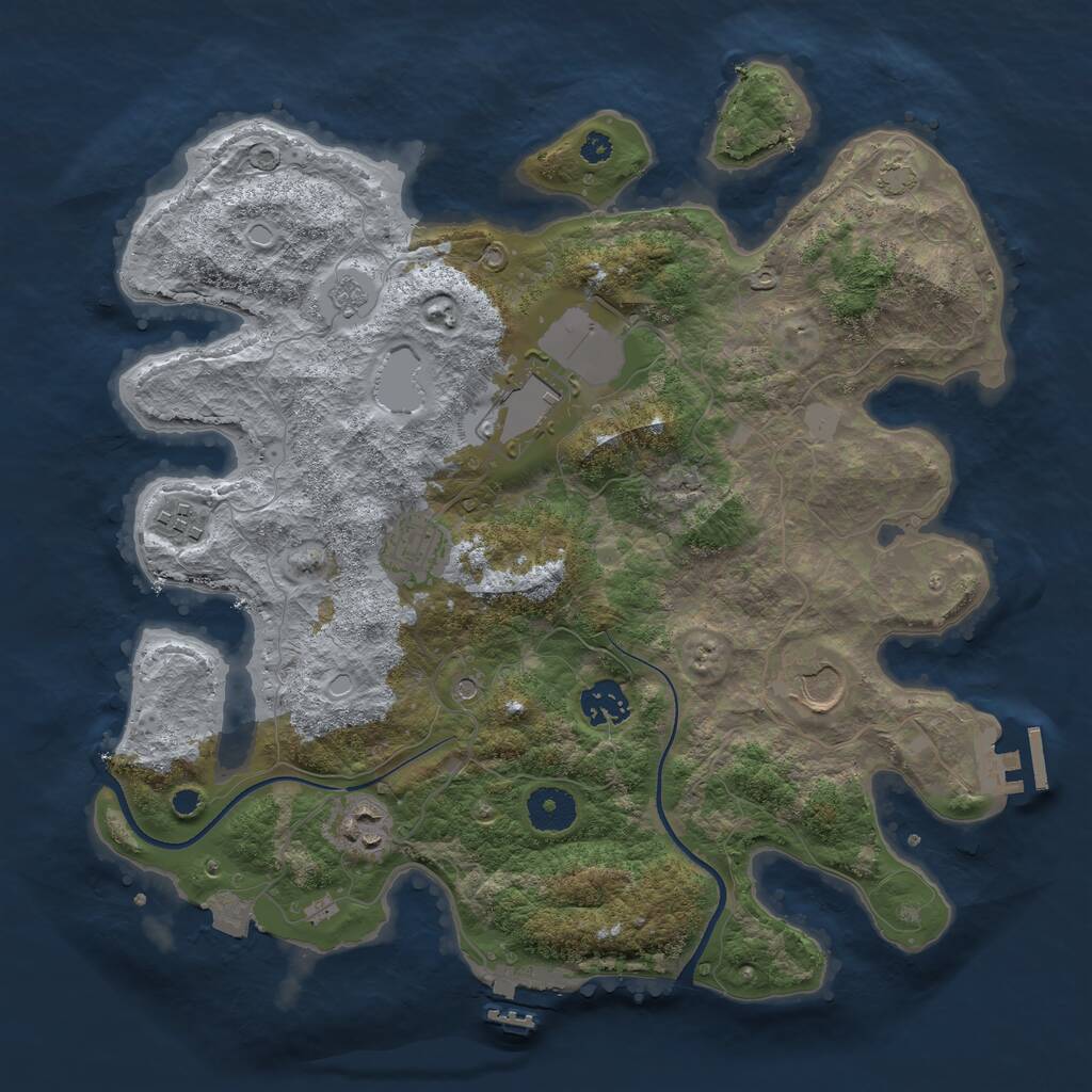 Rust Map: Procedural Map, Size: 3500, Seed: 17726441, 12 Monuments