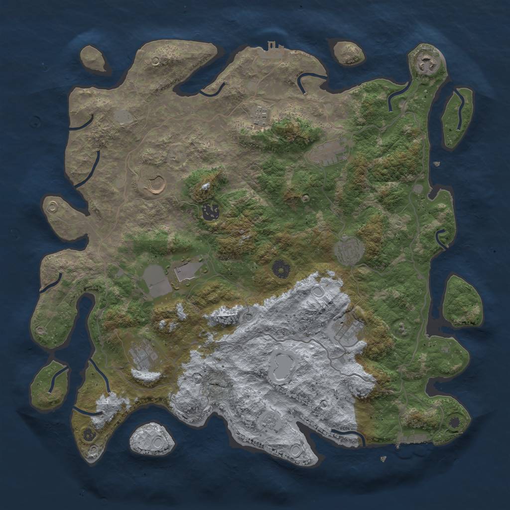 Rust Map: Procedural Map, Size: 4176, Seed: 814597351, 18 Monuments