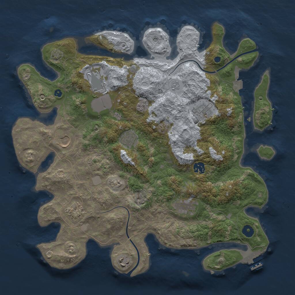 Rust Map: Procedural Map, Size: 3800, Seed: 123456889, 14 Monuments