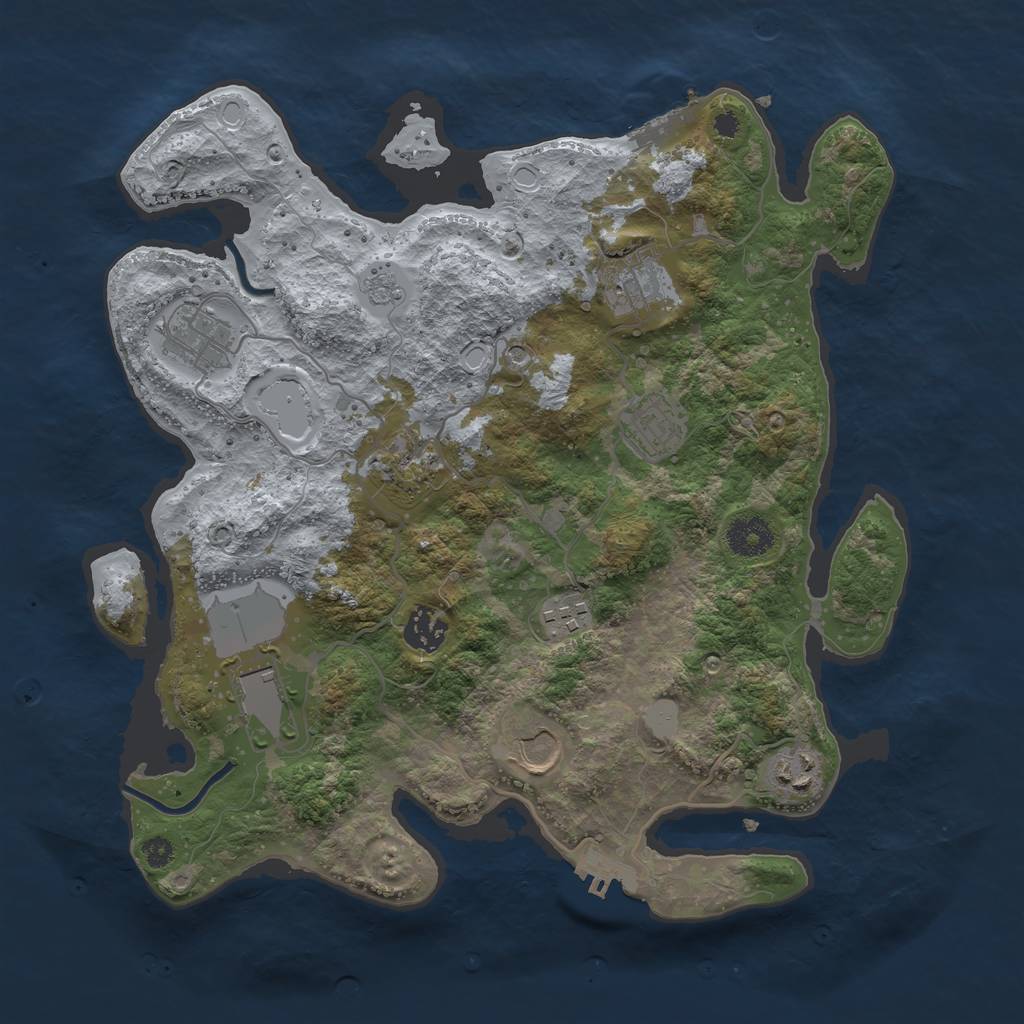 Rust Map: Procedural Map, Size: 3500, Seed: 1391657832, 18 Monuments