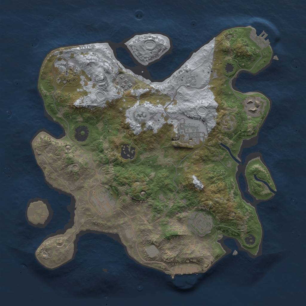 Rust Map: Procedural Map, Size: 3000, Seed: 1574930389, 15 Monuments