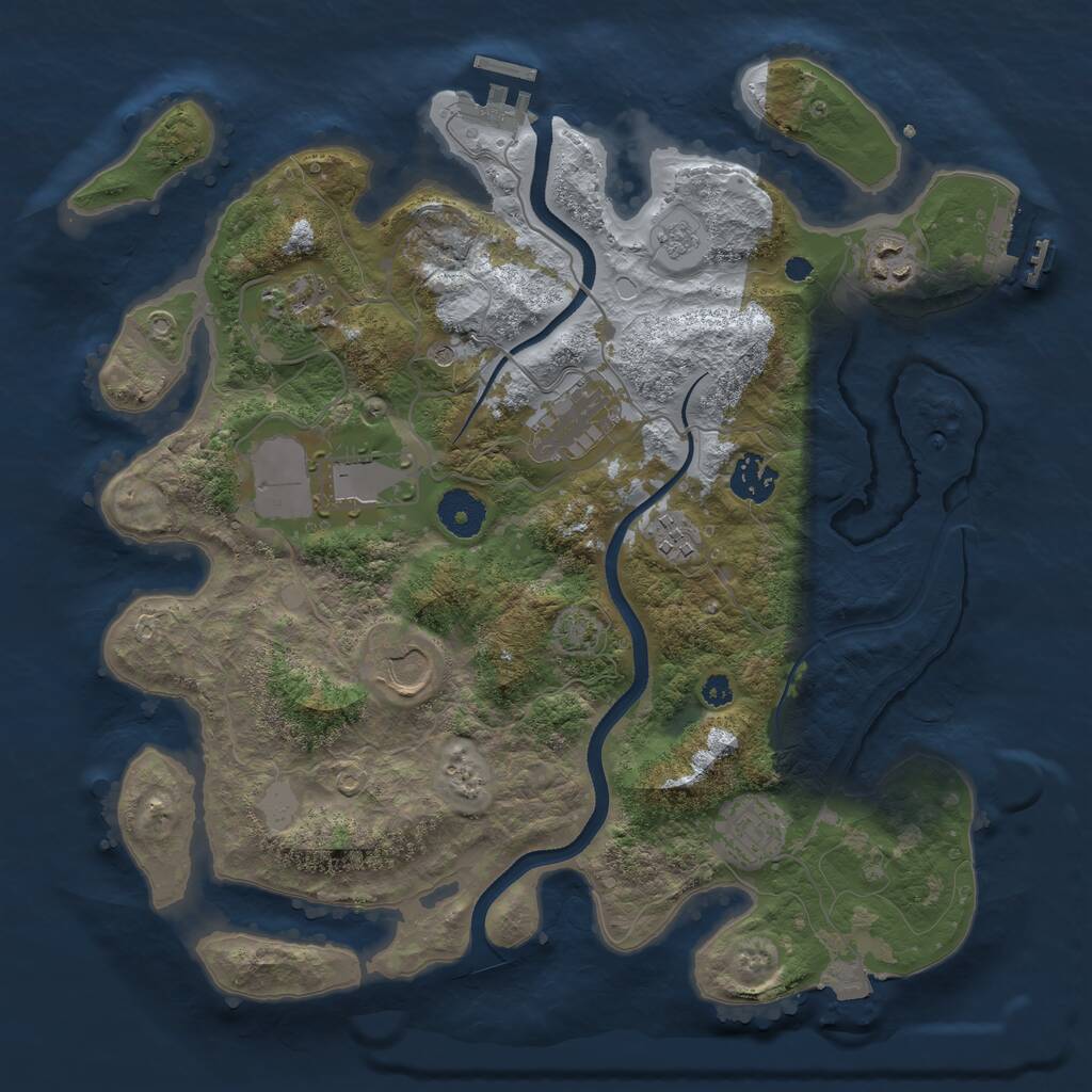 Rust Map: Procedural Map, Size: 3500, Seed: 188571, 14 Monuments