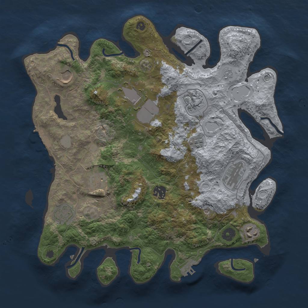 Rust Map: Procedural Map, Size: 3500, Seed: 1278033670, 18 Monuments