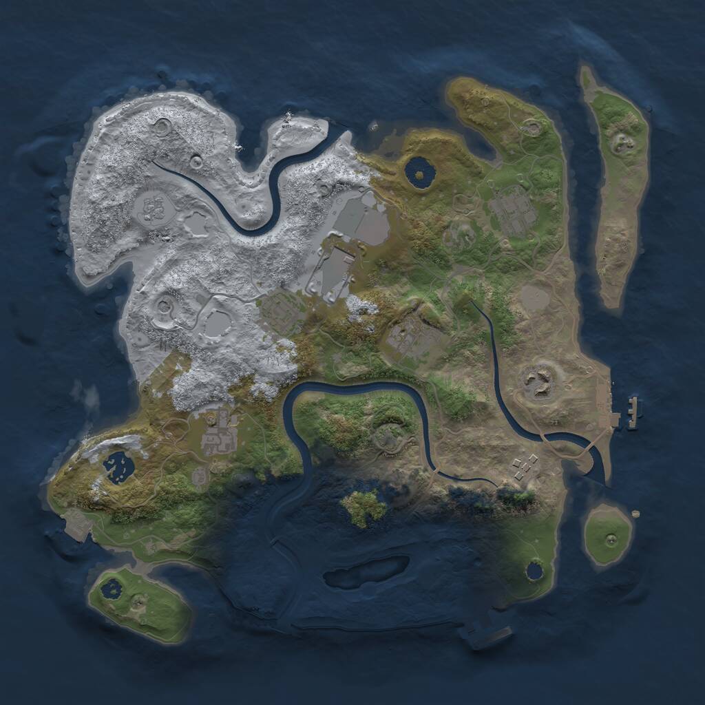 Rust Map: Procedural Map, Size: 3500, Seed: 1149603402, 14 Monuments