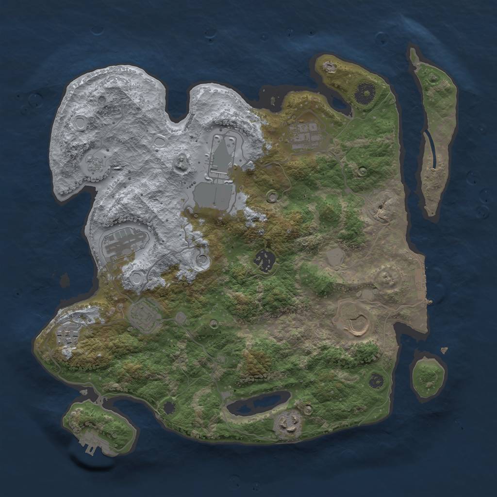 Rust Map: Procedural Map, Size: 3500, Seed: 1149603402, 17 Monuments