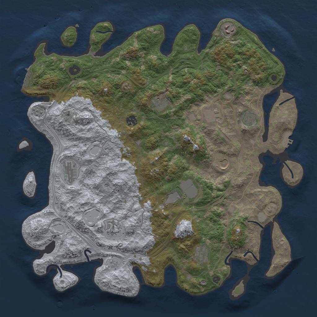 Rust Map: Procedural Map, Size: 4500, Seed: 130396096, 20 Monuments