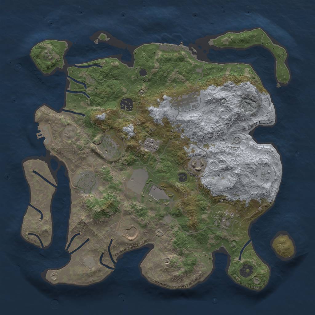 Rust Map: Procedural Map, Size: 3500, Seed: 13690515, 18 Monuments