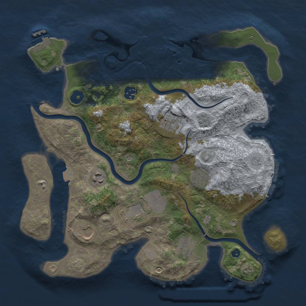 Rust Map: Procedural Map, Size: 3500, Seed: 13690515, 14 Monuments