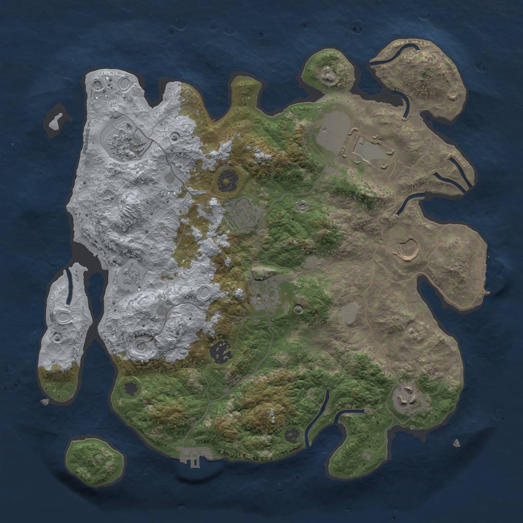 Rust Map: Procedural Map, Size: 3500, Seed: 1210154961, 16 Monuments