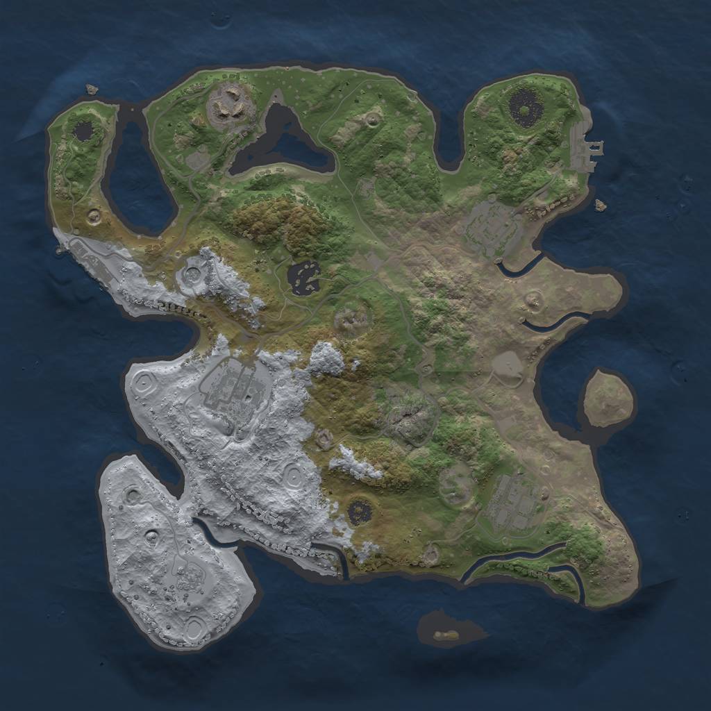 Rust Map: Procedural Map, Size: 3000, Seed: 44456, 14 Monuments