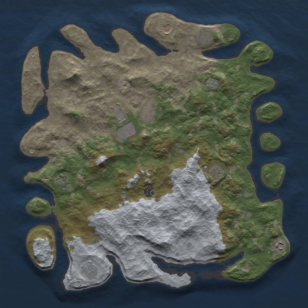 Rust Map: Barren, Size: 4500, Seed: 44602827, 13 Monuments
