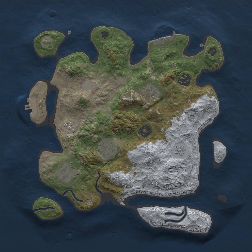 Rust Map: Procedural Map, Size: 3000, Seed: 64074468, 14 Monuments