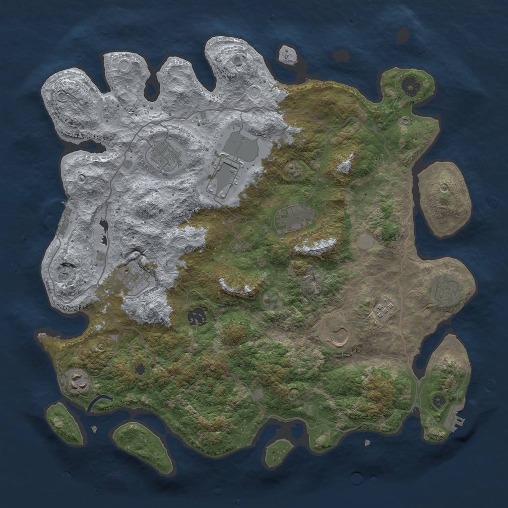 Rust Map: Procedural Map, Size: 4000, Seed: 2564, 18 Monuments