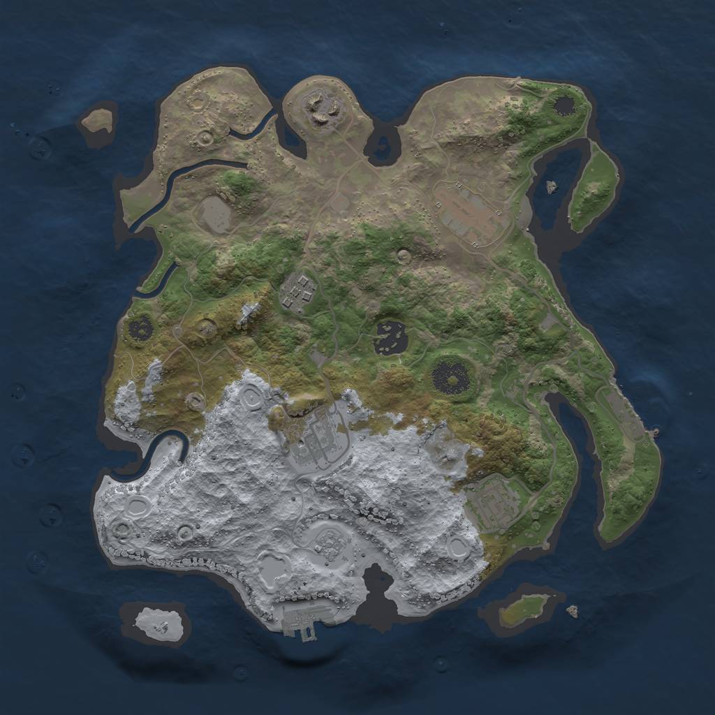 Rust Map: Procedural Map, Size: 3000, Seed: 1152890432, 14 Monuments