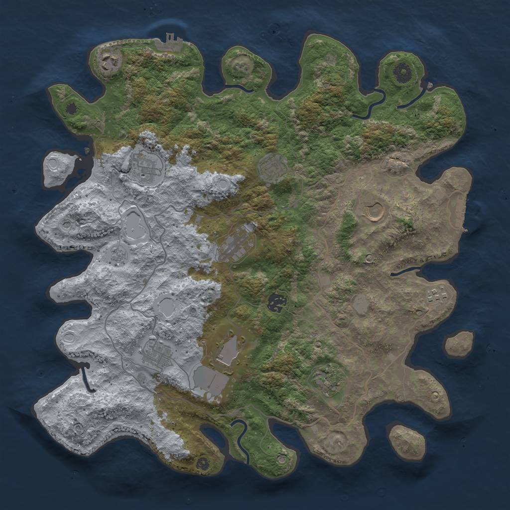 Rust Map: Procedural Map, Size: 4000, Seed: 516011, 19 Monuments