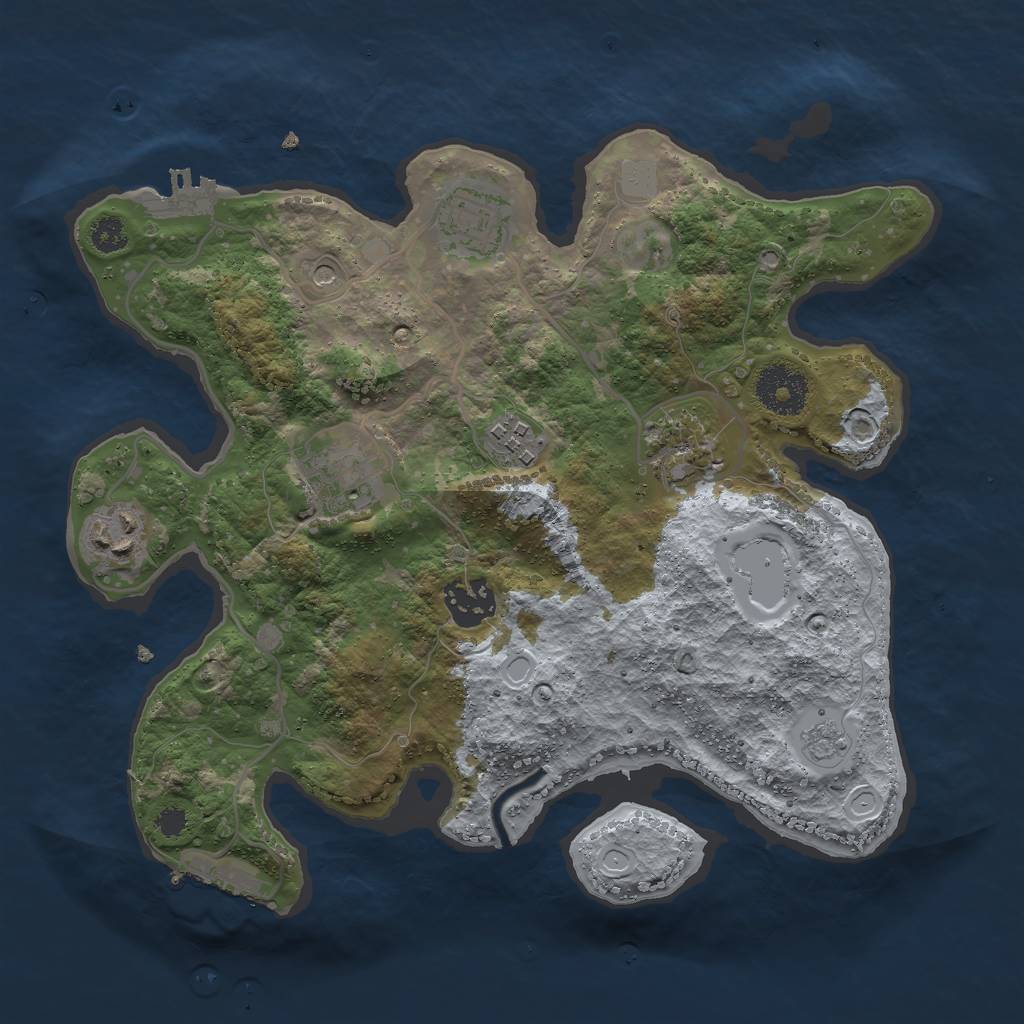 Rust Map: Procedural Map, Size: 3000, Seed: 17007, 15 Monuments