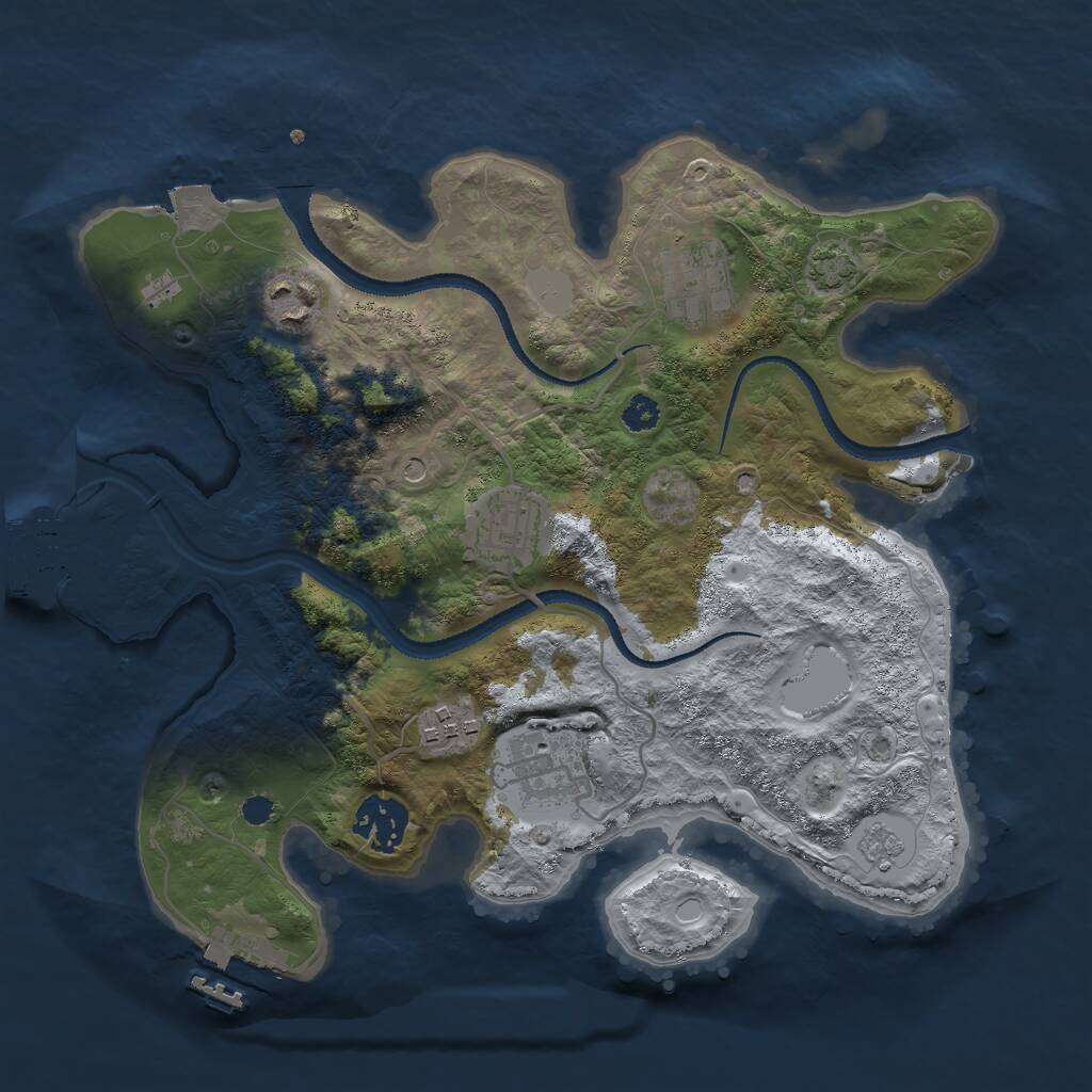 Rust Map: Procedural Map, Size: 3000, Seed: 17007, 12 Monuments