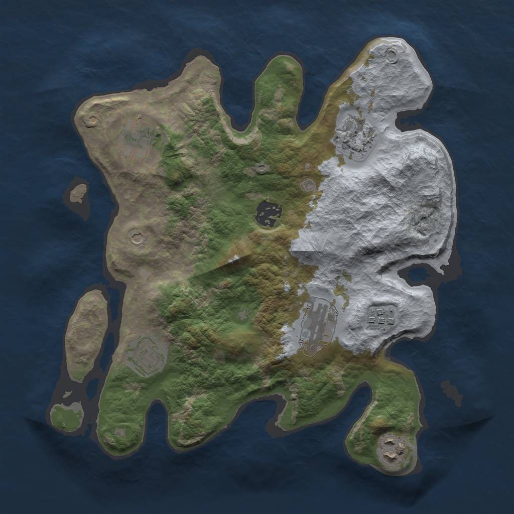 Rust Map: Barren, Size: 3000, Seed: 1019467017, 10 Monuments