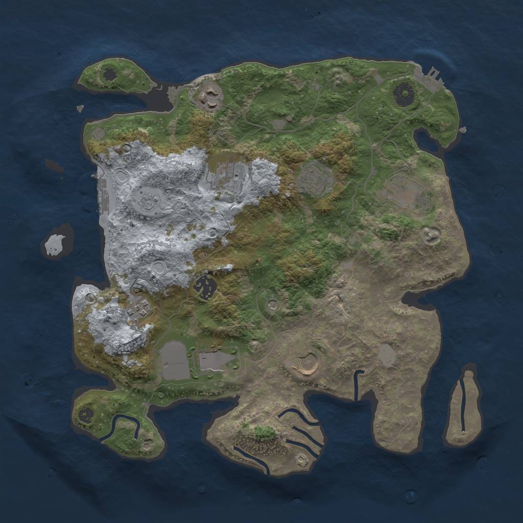 Rust Map: Procedural Map, Size: 3500, Seed: 34300837, 17 Monuments