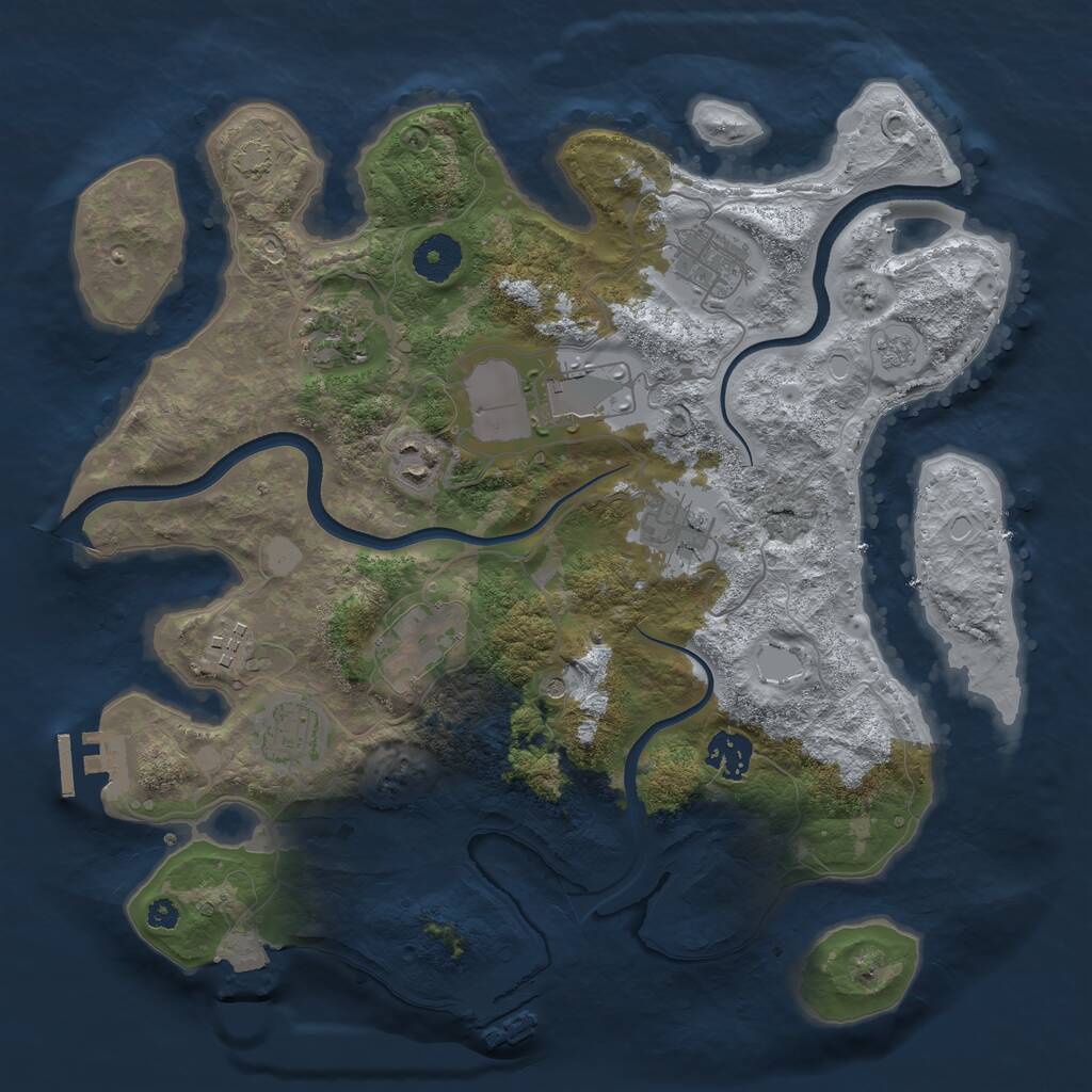 Rust Map: Procedural Map, Size: 3500, Seed: 61151072, 15 Monuments