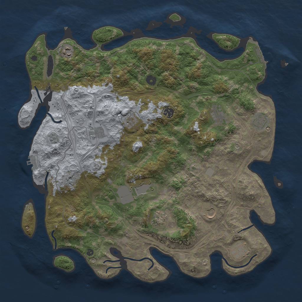 Rust Map: Procedural Map, Size: 4400, Seed: 2, 20 Monuments