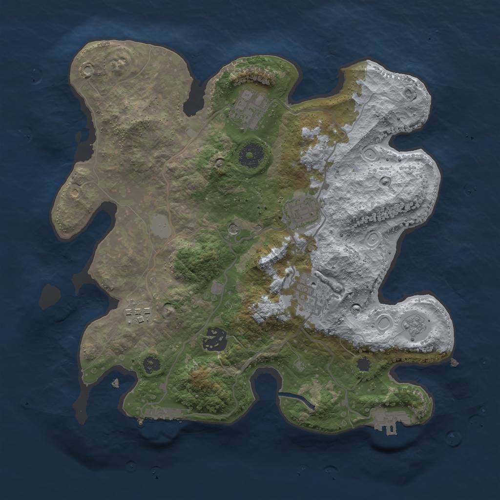 Rust Map: Procedural Map, Size: 3000, Seed: 1285554149, 14 Monuments
