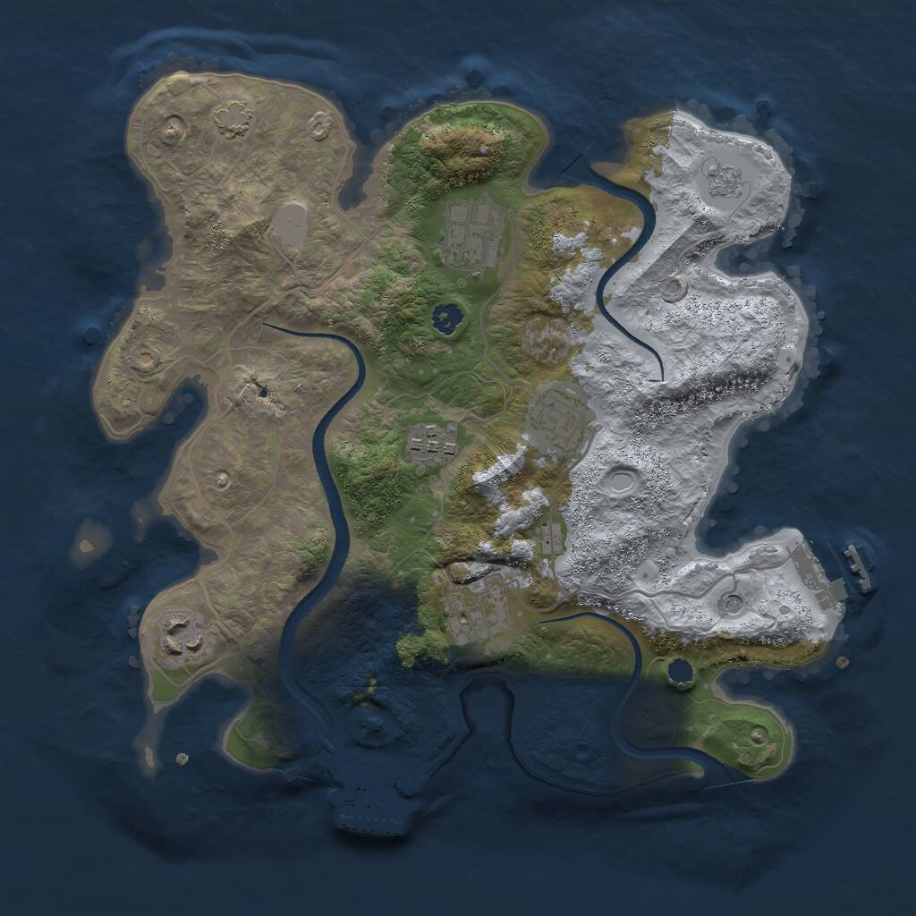 Rust Map: Procedural Map, Size: 3000, Seed: 1285554149, 11 Monuments