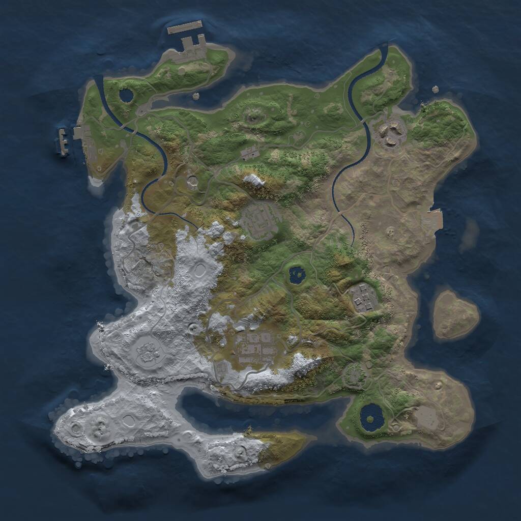 Rust Map: Procedural Map, Size: 3000, Seed: 3146, 10 Monuments