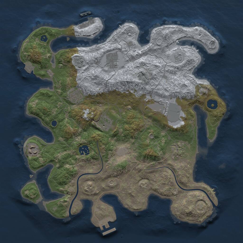 Rust Map: Procedural Map, Size: 3500, Seed: 438921842, 14 Monuments