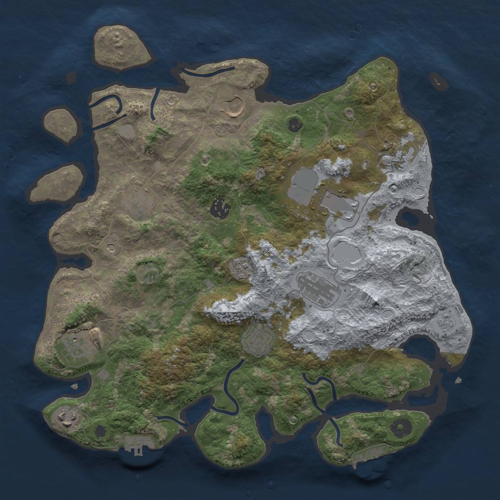 Rust Map: Procedural Map, Size: 3700, Seed: 5554515, 19 Monuments