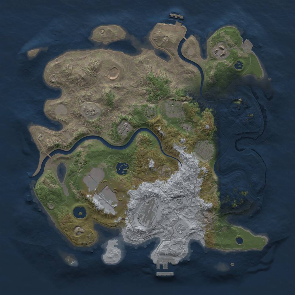 Rust Map: Procedural Map, Size: 3500, Seed: 351595439, 14 Monuments