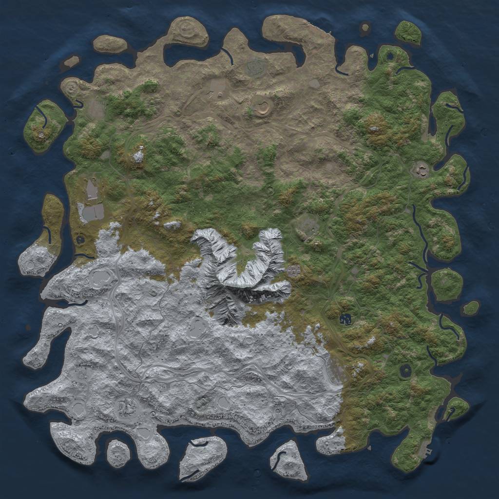 Rust Map: Procedural Map, Size: 6000, Seed: 68925971, 20 Monuments