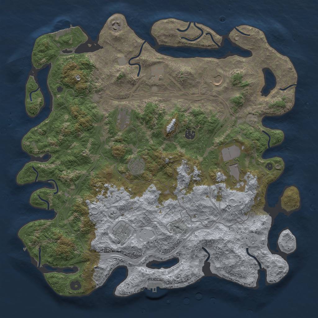 Rust Map: Procedural Map, Size: 4500, Seed: 90209782, 18 Monuments