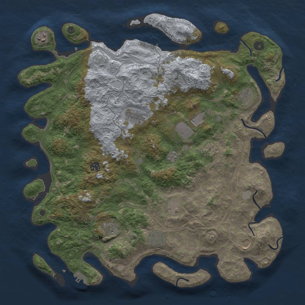 Rust Map: Procedural Map, Size: 4500, Seed: 100504, 20 Monuments
