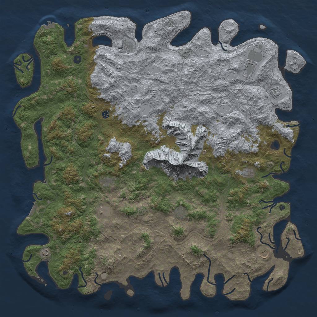 Rust Map: Procedural Map, Size: 6000, Seed: 500102, 20 Monuments
