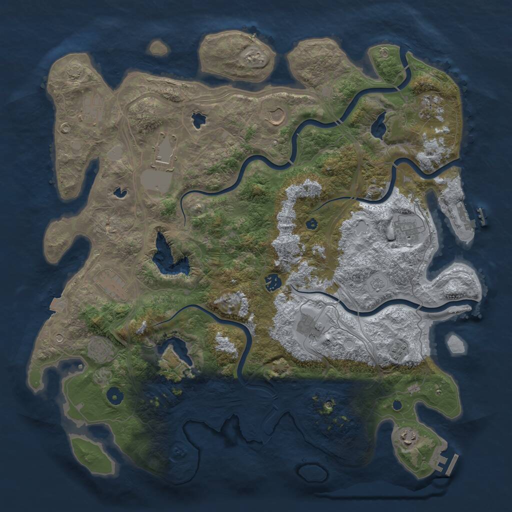 Rust Map: Procedural Map, Size: 4500, Seed: 34563463, 17 Monuments