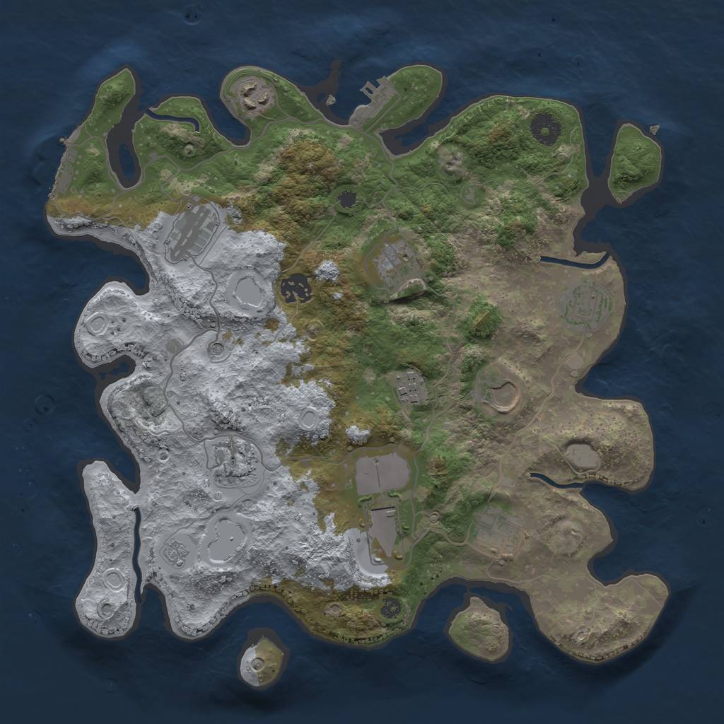 Rust Map: Procedural Map, Size: 3500, Seed: 3943893, 19 Monuments