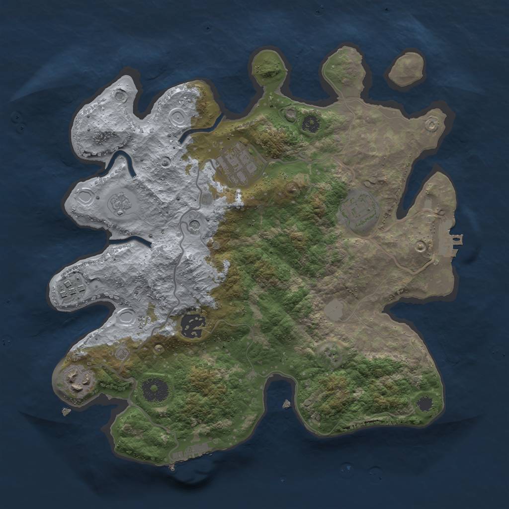 Rust Map: Procedural Map, Size: 3000, Seed: 1429219485, 14 Monuments