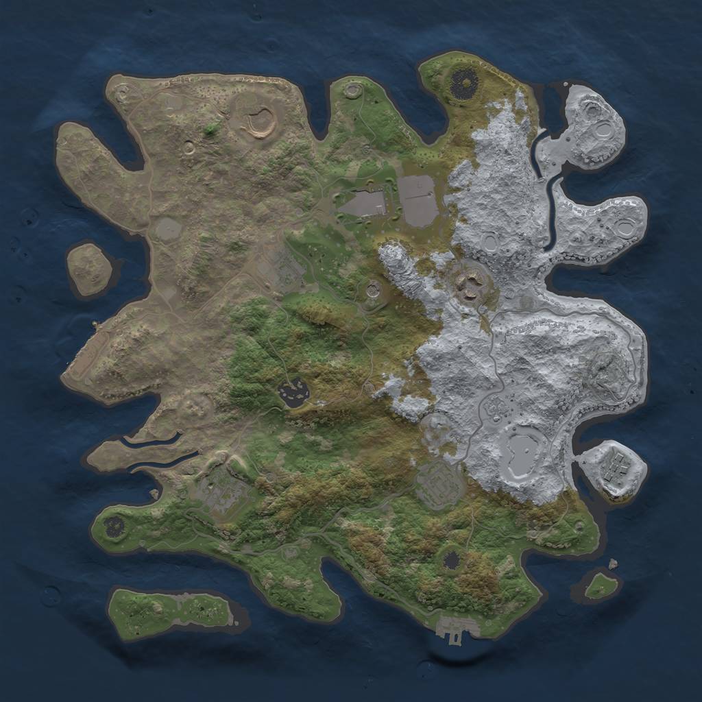 Rust Map: Procedural Map, Size: 3500, Seed: 12423135, 17 Monuments